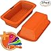 Loaf Pan - Set of 2-100% Pure Food Grade Nonstick Silicone Bread Pan - Orange + Tablespoon Measuring Spoons Set of 5