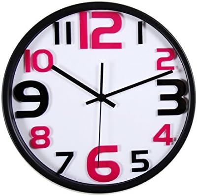 Continental style creative clocks mute living room wall clock modern minimalist personalized digital watches, 12Inch,Black box in the red figures of ferrous metals