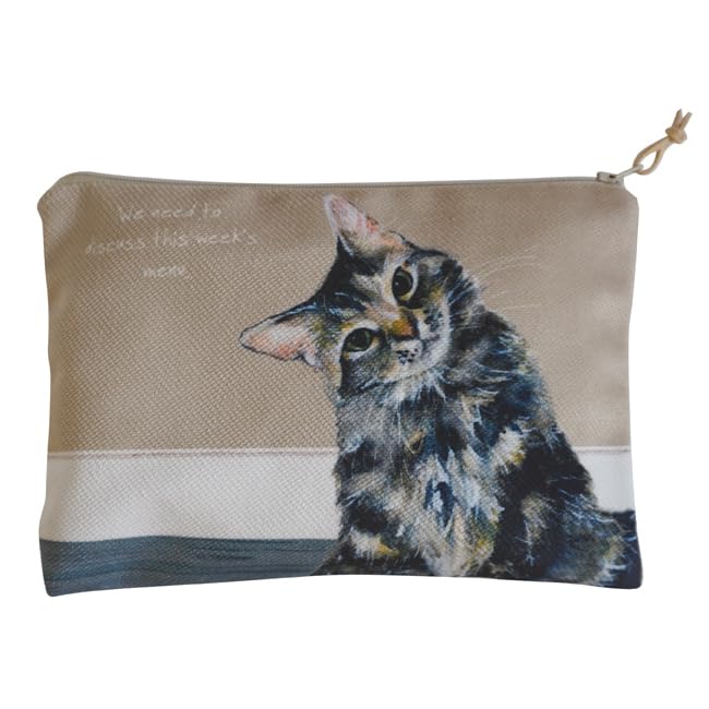 Little Dog Laughed Cats Discuss The Menu Zip Purse Soft Brushed Cotton Bag LDZP07