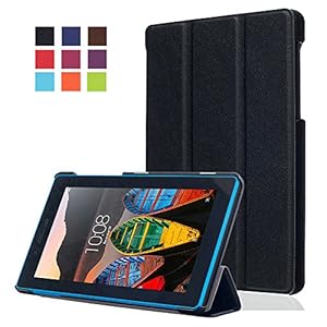 Image of Kepuch Custer Lenovo Tab 3 7 Essential TB3-710F TB3-710I Case - Ultra-Thin Custer PU Leather Case Shell Hard Case Cover for Lenovo Tab 3 7 Essential TB3-710F TB3-710I - Black