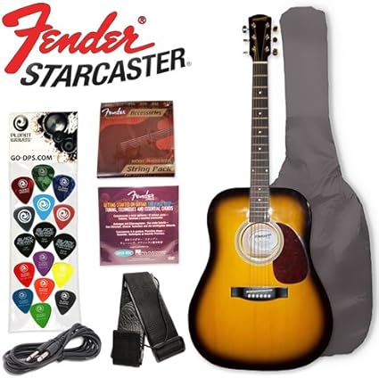 Fender Starcaster Acoustic Guitar - Amazon Com Fender Starcaster Acoustic Electric Guitar On Board Tuner Pack 2 Tone Sunburst With Gig Bag And Accessories Harmonica Musical Instruments