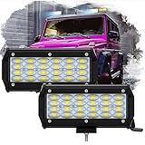 7 Inch Led Light Pods, ZUULLEN Light Bars 240W 24000LM Quad Row LED Spotlight, IP68 Waterproof Super Bright Anti-glare Flood Driving Light, for 4X4 Trucks Jeep ATV UTV SUV Boat (2 Pack)