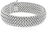 Sterling Silver Italian Rhodium Plated 16mm Bombay Mesh Bracelet, 7.5