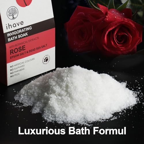IHAVE EPSOM SALT & DEAD SEA SALT BATH SOAK WITH ROSE ESSENTIAL OILS, PORTABLE BATH SALTS UNIQUE SPA GIFTS FOR HER, IDEAL ANNIVERSARY, BIRTHDAY GIFTS FOR WOMEN, MOM, WIFE, GIRLFRIEND, SISTER, FRIENDS