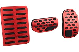 BOYOUS 3pc No Drill Aluminum Pedal Covers Anti-Slip Brake and Gas Accelerator Pedal Pads Rest Pedal Cover Interior Decoration Accessories for 2021-2023 F150 (Red)