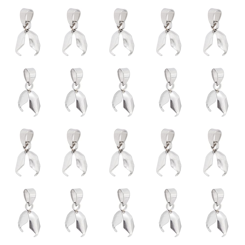 UNICRAFTALE 20pcs Pinch Bails Pendant Stainless Steel Charms Ice Pick Pinch Bails Pendant Connector Pinch Metal Clip for Charms Necklace Jewelry Making