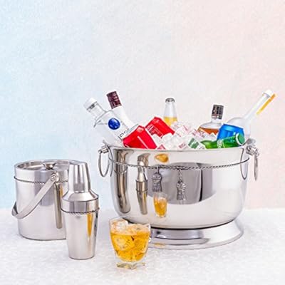 Old Dutch International Double-Walled Party Tub with Tie Knot, Stainless Steel