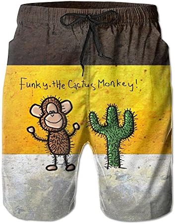 Funky,the Cactus Monkey Funny Pattern Swim Trunks Quick Dry Beach Board Shorts Men Pants Household Shorts