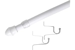 EVIDECO FRENCH HOME GOODS White Café Curtain Rod 29" to 49" Adjustable - Diam 1/2"