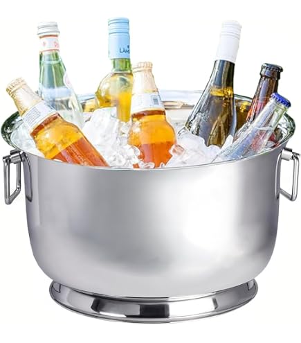 15 Inch Double Wall Insulated Party Tub - Brushed Stainless Steel Drink Cooler, 16x19x8 Inches - View #2