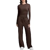 2 Piece Lounge Sets for Women Fall Outfits Long Sleeve Wide Leg Tracksuits Womens Two Pcs Casual Matching Loungewear Set