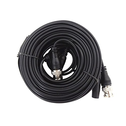 TIGERSECU 4 Pack 60-Feet (18 Meters) BNC Video Power Cables for CCTV Security Camera and Surveillance Systems (4-Pack, Black)