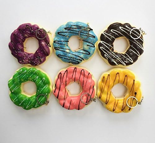 You Get 1 Cute Jumbo 4" Cruller Doughnut Donut Squishy Keychain Clip Toy Extra Soft ( Random Color )