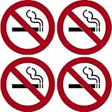 Highway Traffic Supply 4 Pack of NO SMOKING 4'' Dia Sign Decal Sticker Window Door Wall stop smoke logo
