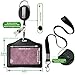ID Card Case + Lanyard + Badge Holder Retractable Reel Carabiner and Plastic Clip (Genuine Leather Horizontal Black)