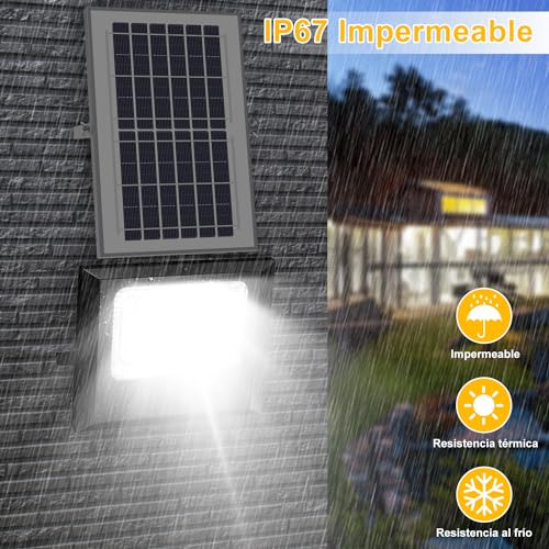 Sunsign 500W Luz Solar Exterior Jardin,IP67 Lámpara Solar con Control Remoto, 294 LED 8000 lumens Lámpara de Inundación Solares, 6500K Regulable Iluminación Exterior Luces