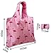 BeeGreen Reuable Bags Grocery Roll Up w Elastic Ribbon,Fashion Printing Pattern Design, Compact, Washable, Durable and Lightweight (Flamingo)