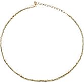 Aleasha Gemstone Beaded Choker Spinel Lapis Lazuli Amethyst Turquoise 14" Necklace for Women Gold Stainless Steel Handmade Strand Boho Jewelry