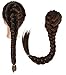 SWACC Long Fishtail Braid Ponytail Extension Synthetic Clip in Drawstring Ponytail Hairpiece (Medium Ash Brown-8#)