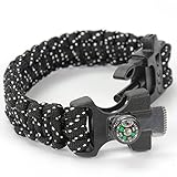 ARMSTAC Paracord Survival Bracelet with Fire Starter, Compass -Outdoor LIFE SAVING TOOLS- Stainless Steel Scraper, Whistle Buckle, 550lb Milspec Reflecive Cord + 100% Guaranteed