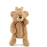 Mellsunny Cute Fuzzy Bear Backpack Stuffed Animal Backpack Kawaii Bunny Backpacks Fluffy Shoulder Bag Casual Daypack for Girls (Khaki)