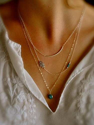 LittleB simple choker Hamasa hand Blue Evil Eye Multilayer Alloy necklace for women and girls. LittleB simple choker Hamasa hand Blue Evil Eye Multilayer Alloy necklace for women and girls.