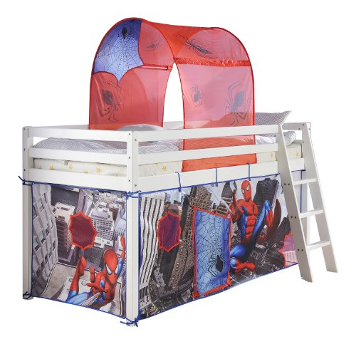 Amazon De 578wg Spiderman Kinder Hochbett Mit Spiderman Vorhang Weiss
