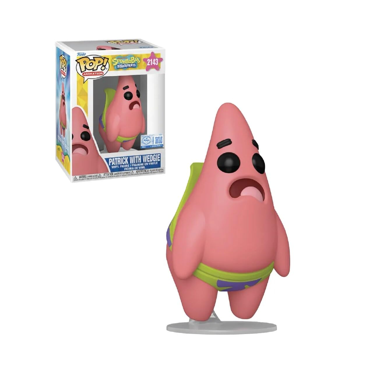 Funko Pop! Animation Spongebob Squarepants Patrick with Wedgie Vinyl Figure, Exclusive Collectible #2143, 5.3 Inches Tall