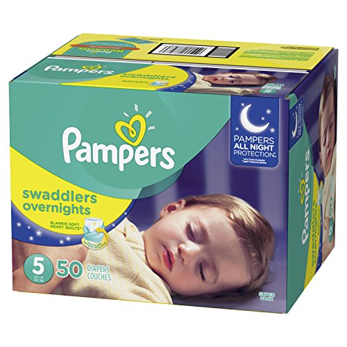 Pampers Swaddlers Overnights Disposable Diapers Size 5, 50 Count, SUPER
