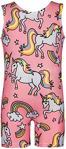 Little Girls Gymnastics Leotard Sparkle Ribbon Stripe Rainbow Colorful Athletic Biketard 2-10 Years
