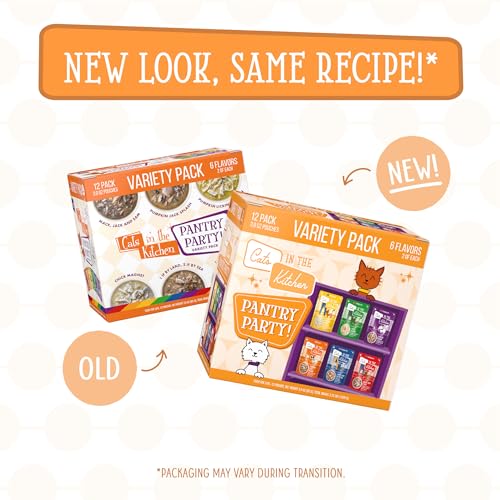 WERUVA CATS IN THE KITCHEN, PANTRY PARTY POUCH VARIETY PACK IN GRAVY CAT FOOD, 3OZ POUCH (PACK OF 12)
