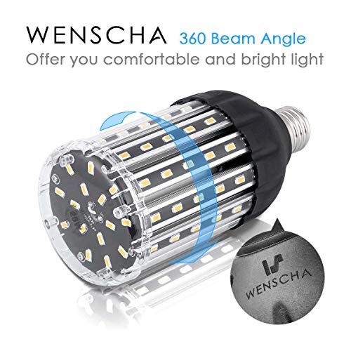 25W E26 LED Corn Light Bulb, Wenscha 25W 3000K Soft Warm White 2500 Lumen 220W Equivalent Super Bright LED Bulb Lamp for Indoor Outdoor Large Area Garage Factory Warehouse Backyard Garden Porch