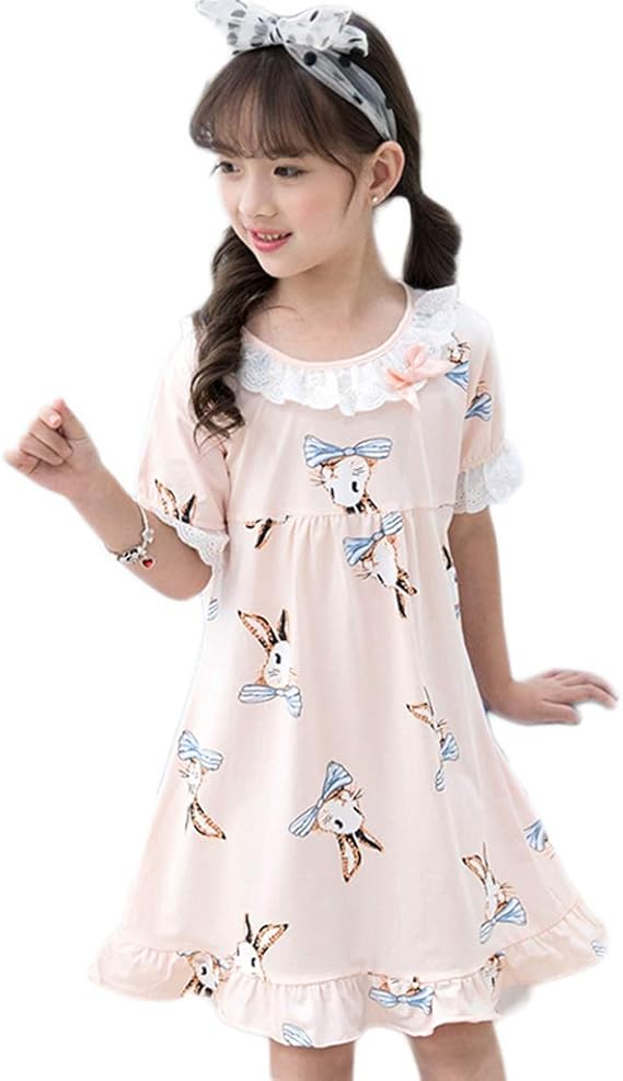 Amazon Yosiya キッズ パジャマ 女の子 綿 春夏 半袖 100 170cm 上下セット 可愛い 薄手 通気性抜群 ソフト ネグリジェ ルームウェア 普段着 部屋着 寝間着 ガールズ 子供パジャマ 子供服 パジャマ 通販