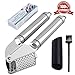 Heim & Elda Garlic Press, Heavy Duty Stainless Steel Kitchen Garlic Mincer and Crusher with Silicone Tube Roller Peeler, Rusting-proof and Dishwasher Safe