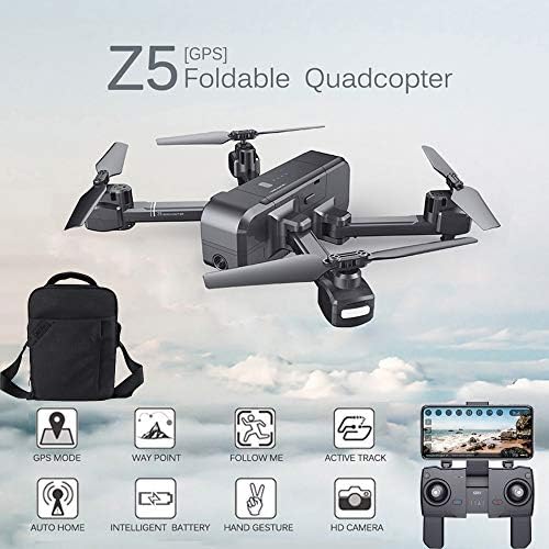 Cocal Foldable SJ R/C Z5 GPS 1080P Wide-Angle Camera WiFi FPV RC Drone Quadcopter +Backpack, App Control Flight, GPS Auto Return, Follow Me, Altitude Mode, Photo/Video Share, One Key Takeoff/Landing