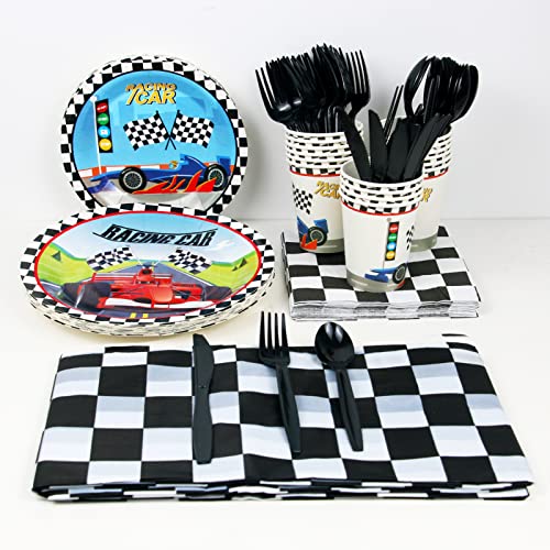 Rainmae Race Car Party Supplies SetRacing Car Tableware for Boys
