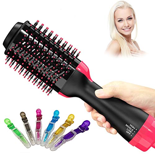 Hot Air Brush，Vinkki One Step Hair Dryer & Volumizer 3-IN-1 Negative Ion Hair Dryer Brush Hair Straightener Curler Styler with 6 Hair Clips Electric Blow Dryer for All Hairstyle Need Anti-Scald - Thumbnail 7