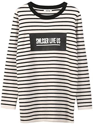 vince vega Women's long Sleeve Crewneck Striped Knitted Casual Pullovers Sweater (F, D16-40)