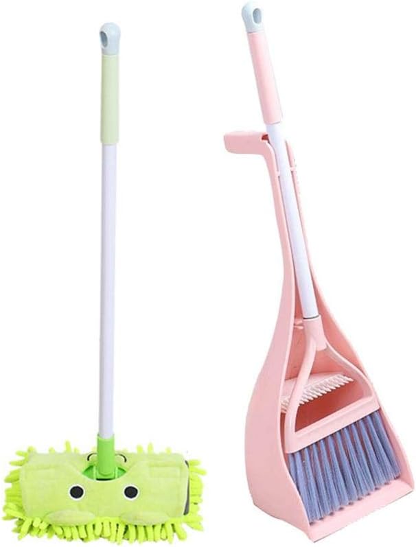 Per Newly Kid's Pretend Play Cleaning Set, Housekeeping Play Cleaning Tool Include Mop Broom Dust-pan, for Girls & Boys