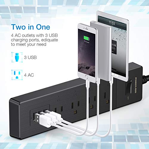 POWERADD Smart Power Strip WiFi Plug Multi Outlet Power Strip with USB Ports,Compatible with Alexa Echo & Google - Black