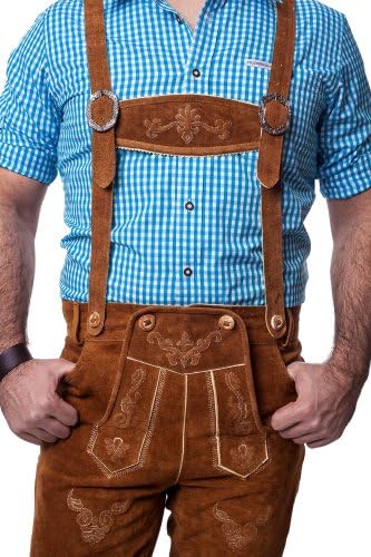 Lederhosen Leather Shorts Oktoberfest Trachten Bavarian Light Brown Size 56