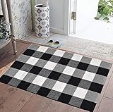 Ecoshome Cotton Bath Runner Checkered Plaid Area Rug Door Mat for Entry Way Washable Carpet for Kitchen (24