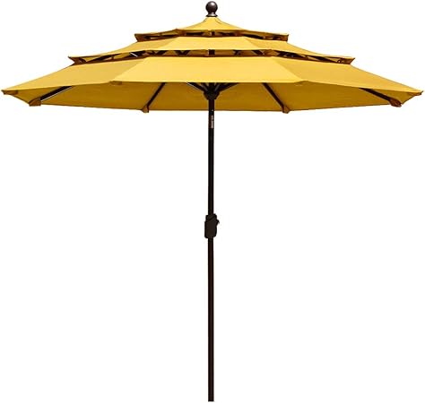 Amazon Com Eliteshade Sunbrella 9ft 3 Tiers Market Umbrella Patio Outdoor Table Umbrella With Ventilation And 5 Years Non Fading Top Yellow Garden Outdoor