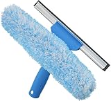 Unger Professional Window Cleaning Tool: 2-in-1 Microfiber Scrubber and Squeegee, 10"