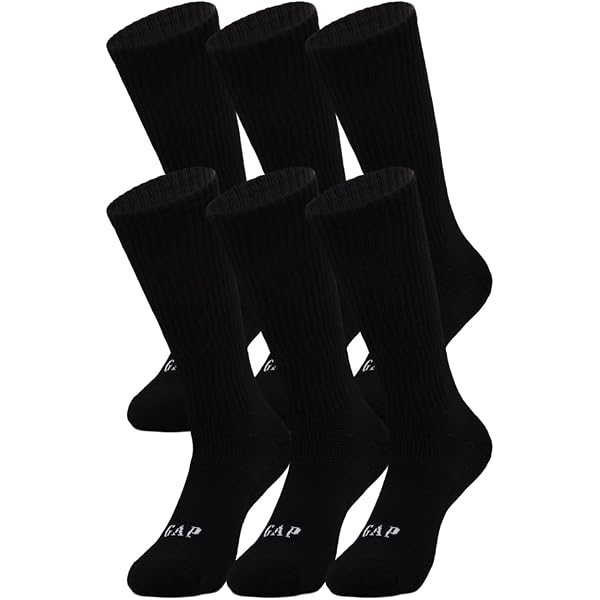 Amazon.com: GAP Mens Crew Socks, Multi-Pack Adult Socks, Soft & Stretchy,  Black (6-Pack), One Size : Clothing, Shoes & Jewelry