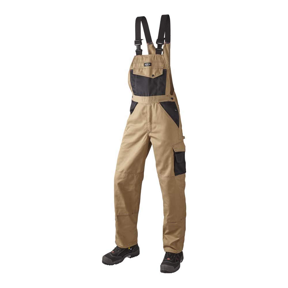 J.A.K. 920734B088 Series 9207 65% Polyester/35% Cotton Dungarees, Khaki/Black, 50 L (35/35) Size
