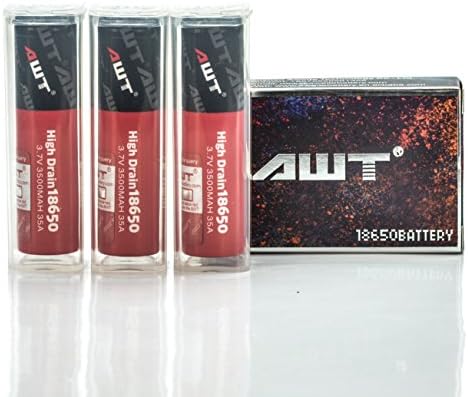 AWT IMR 18650 3500MAH 35A 3.7V rechargeable batteries | 3-Pack | individual battery protection case