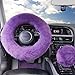 Yontree Fashion Fluffy Steering Wheel Covers for Women/Girls/Ladies Australia Pure Wool 15 Inch1 Set 3 Pcs (Purple)