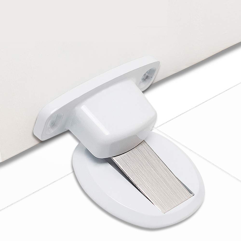 PHOEWON Strong Magnetic Door Stopper Metal Door Stop Heavy Duty Door Catch with 3M Self Adhesive Conceal Screws Floor Mounted