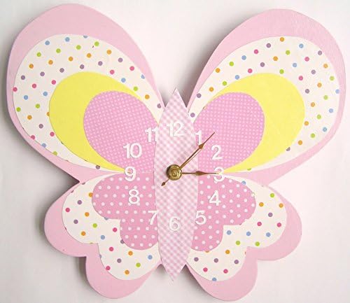 Nursery Wall Clock, Nursery Butterfly Clock, Hanging Butterfly Clock, Children's Room Wall Clock, Butterfly Clock, Kid's Room Butterfly Wall Clock (Pink)